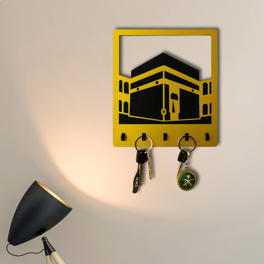 Khana Kaaba Key Holder – Golden Mirror Wall Mounted Organizer